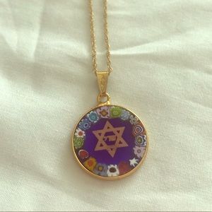 Delicate glass Star of David necklace